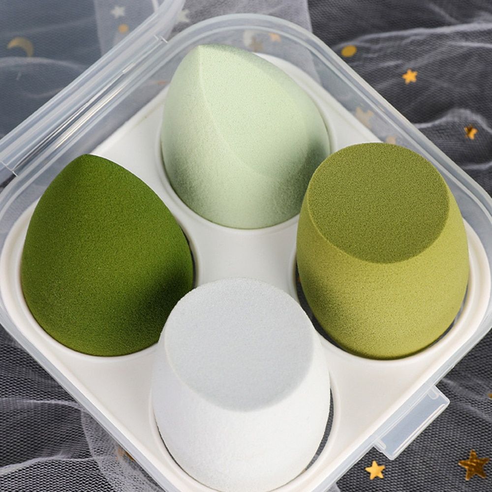 Mix Size Makeup Puff Sponge Set Dry&Wet Use Foundation Powder Blush Cosmetic Sponges Women Make Up Tools With Storage Box 4pcs MATCHA SET