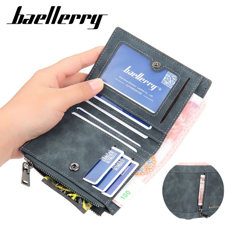 2022 New Baellerry Men Short Wallets Card Holder Solid
