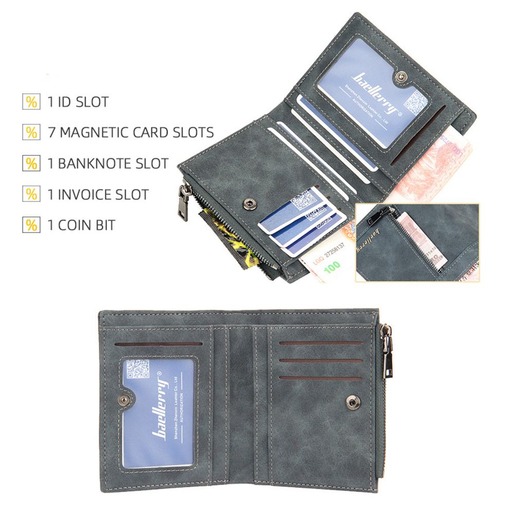 2022 New Baellerry Men Short Wallets Card Holder Solid