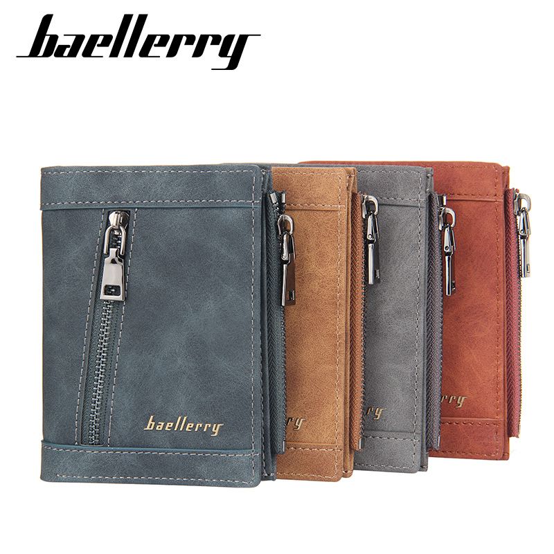 2022 New Baellerry Men Short Wallets Card Holder Solid