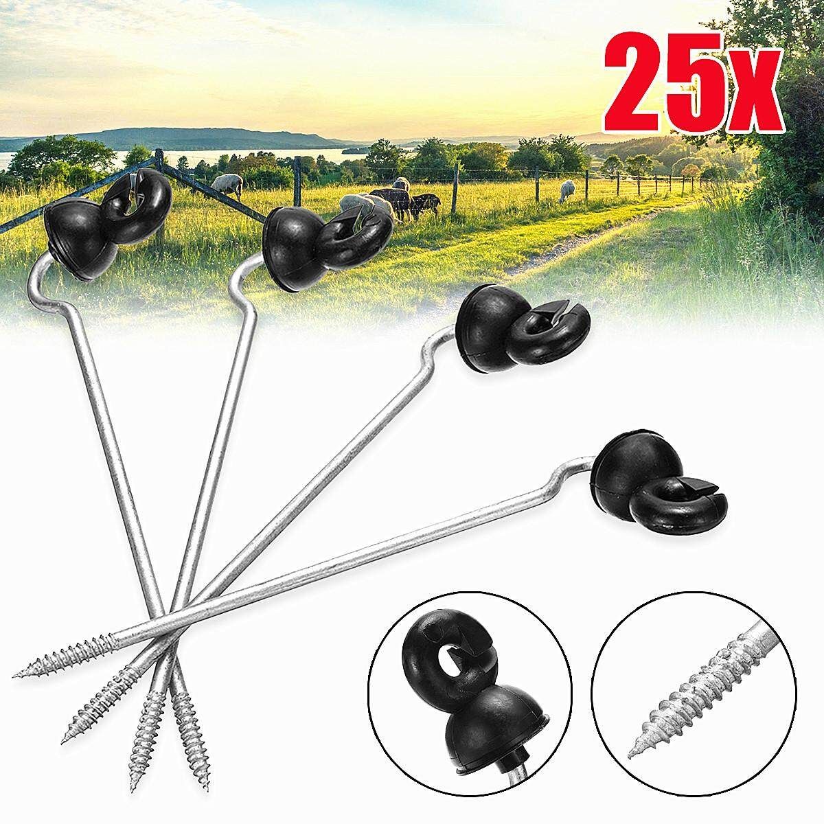 25Pcs Plastic Insulators Screw-in Offset 200mm For Electric Fence With Wood Post