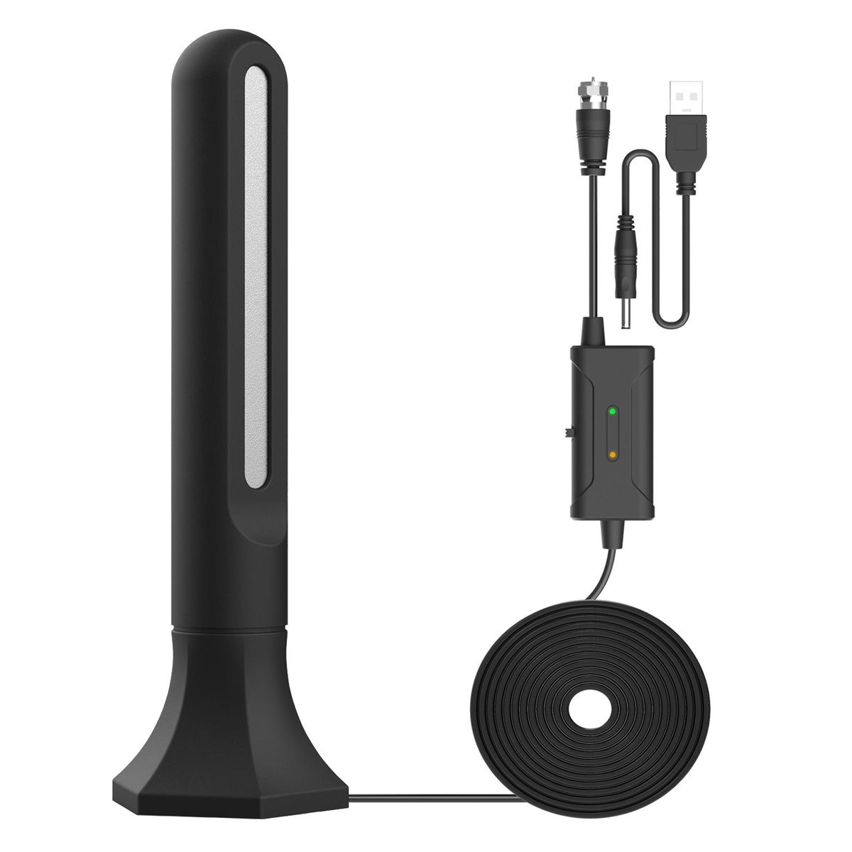 25dB Indoor HDTV Antenna Digital TV Aerial VHF UHF Antenna 150Miles Range with Signal Amplifier Booster F to IEC Connector