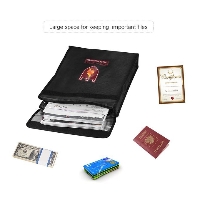 38*30.5*6.5cm Fireproof Money Document File Bag Pouch Cash Cards