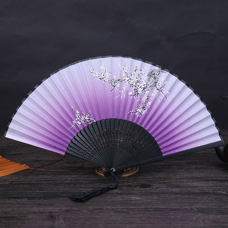 Hollow Hand Flower Fan 1pc Decoration Decorative Dropshipping Carved Fans Silk Crafts Spun Folding Chinese Printed Vintage