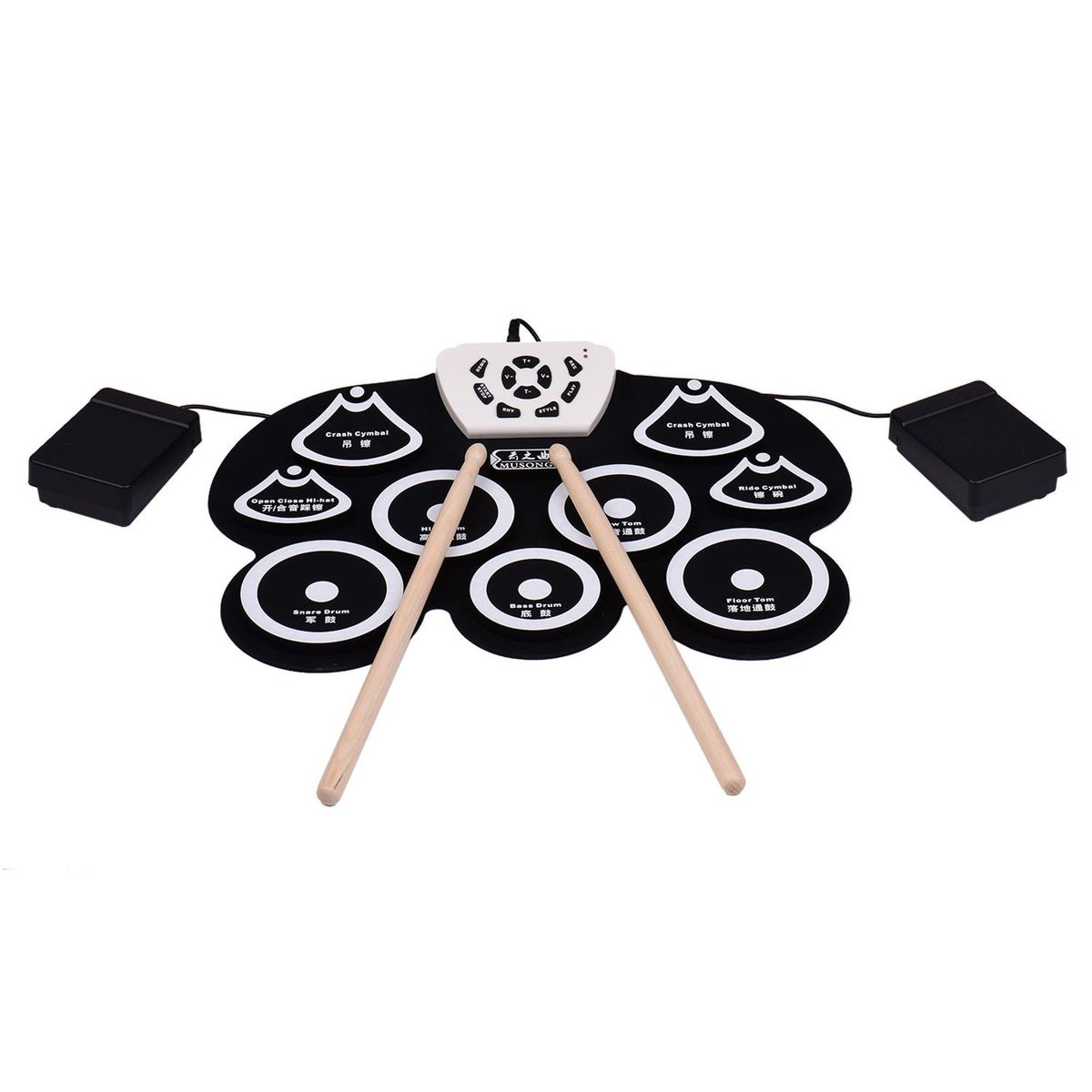 Silicone Portable Foldable Digital USB Midi Roll-up Electronic Drum Pad Kit with Stick and Foot Pedal