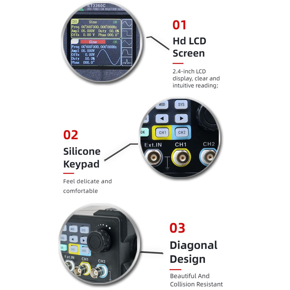 2.4Inch TFT LCD Display Dual Channel Function Arbitrary