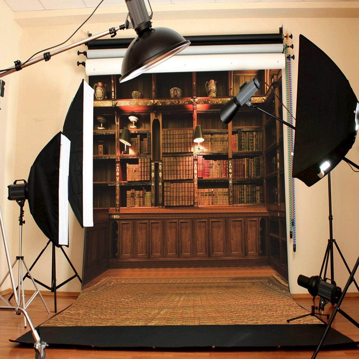 Retro Study Library Books Shelf Photography Photo Background Backdrop Prop