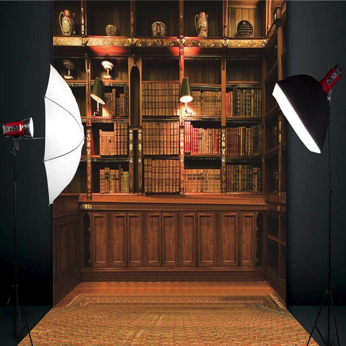 Retro Study Library Books Shelf Photography Photo Background Backdrop Prop