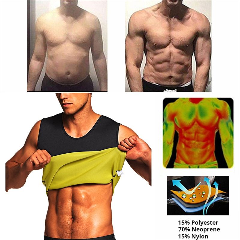 Men Slimming Clothes Neoprene Sweat Vest Body Belt Waist Body Building Tummy Fat Burner Tank Top For Weight Loss