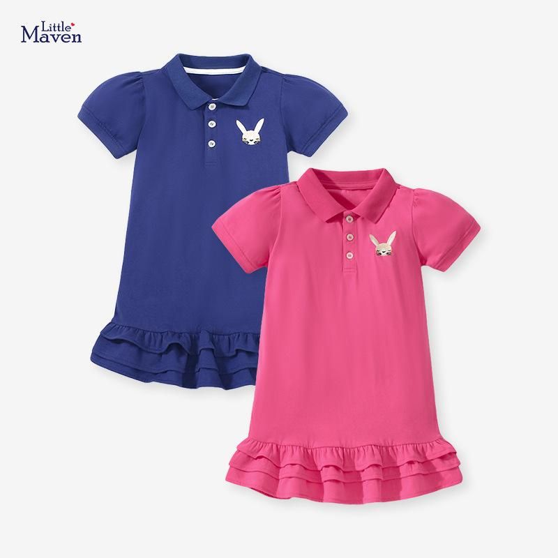 2023 Girls Skirt Summer New Small And Medium Kids Polo Skirt Short Sleeve Knitted
