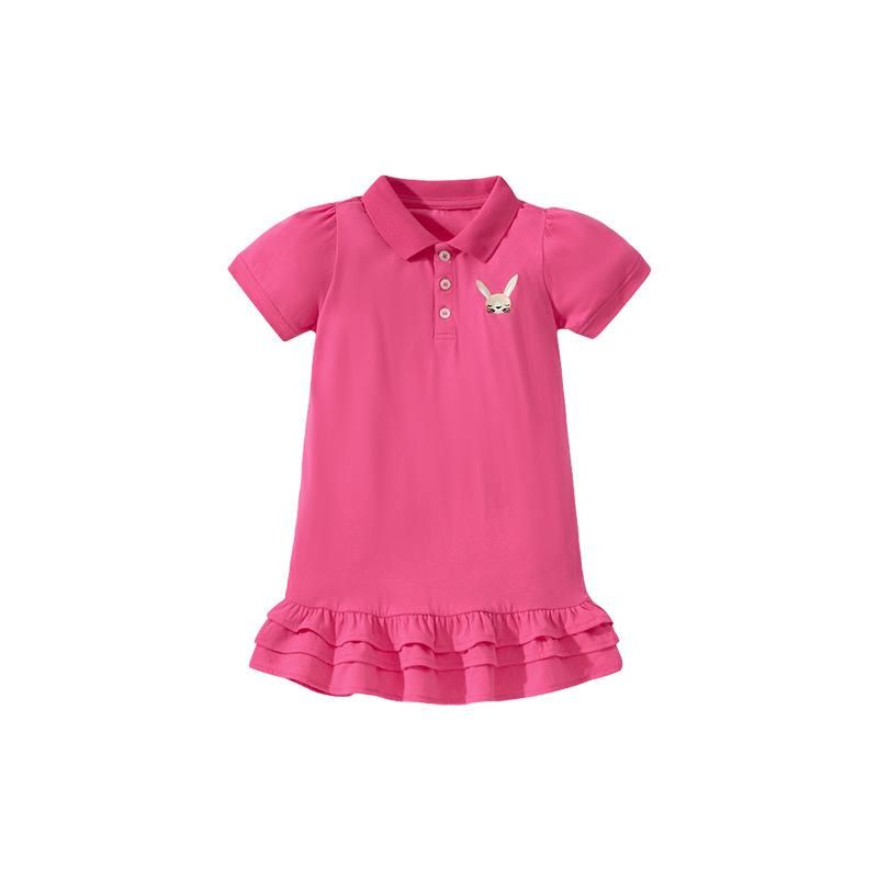 2023 Girls Skirt Summer New Small And Medium Kids Polo Skirt Short Sleeve Knitted