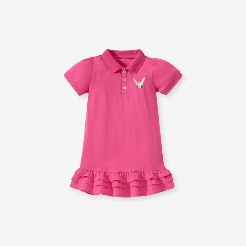 2023 Girls Skirt Summer New Small And Medium Kids Polo Skirt Short Sleeve Knitted