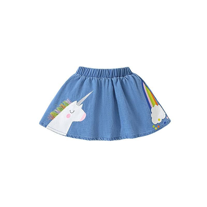 2023 Summer New Children's Wear Skirt European And American Denim Skirt Cartoon Em