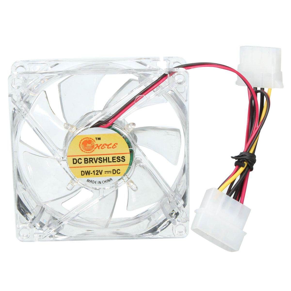 281370990136Lots 4 RGB Quad 4-LED Light Quite Clear 80mm PC Computer Case Cooling Fan Mod