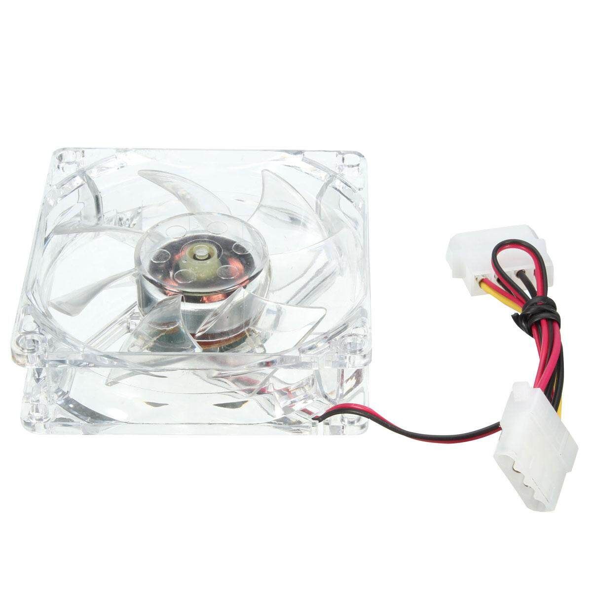 281370990136Lots 4 RGB Quad 4-LED Light Quite Clear 80mm PC Computer Case Cooling Fan Mod