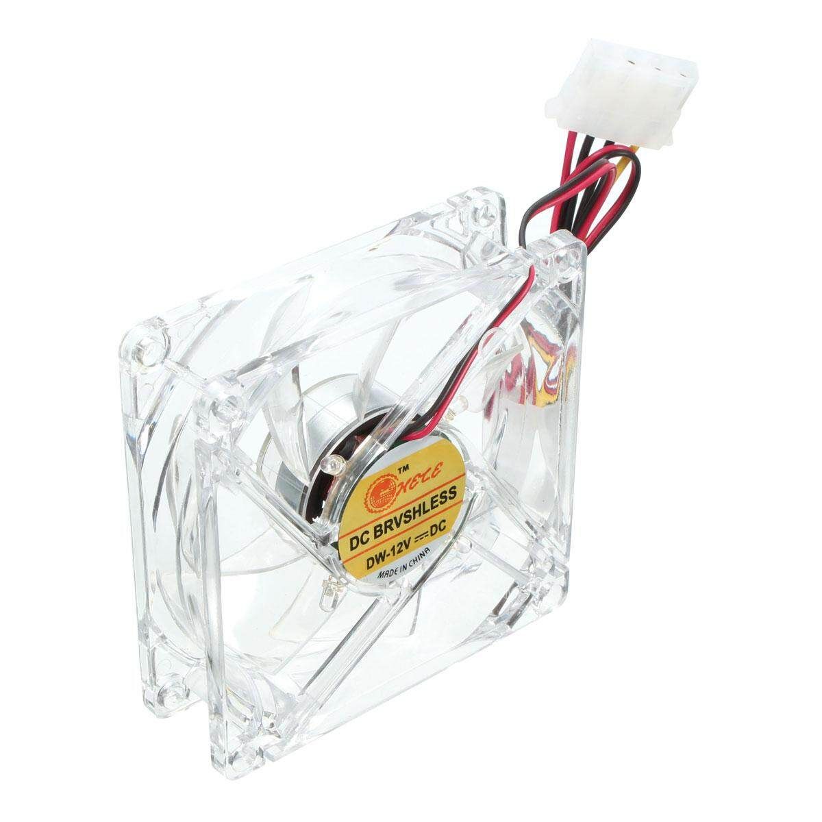 281370990136Lots 4 RGB Quad 4-LED Light Quite Clear 80mm PC Computer Case Cooling Fan Mod