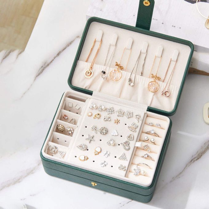 Jewelry Box Portable Chic Display Storage Case For Watches Green
