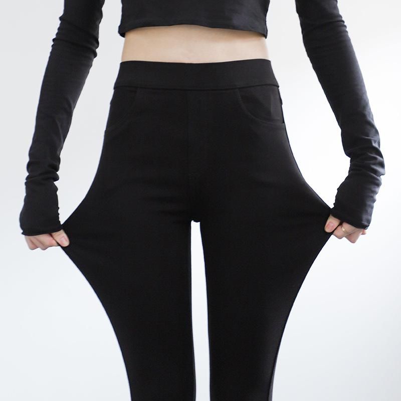 8/9 plush oversized leggings for women wearing high waisted black pencil elastic waist magic pants