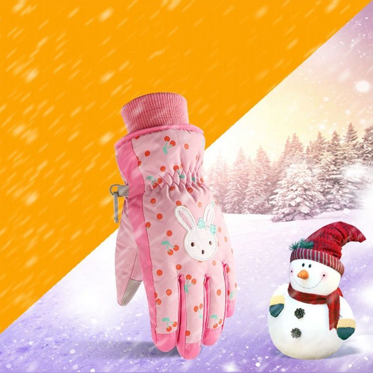Children Ski Gloves Windproof Waterproof Warm Cotton Gloves, Colour: Red(S)