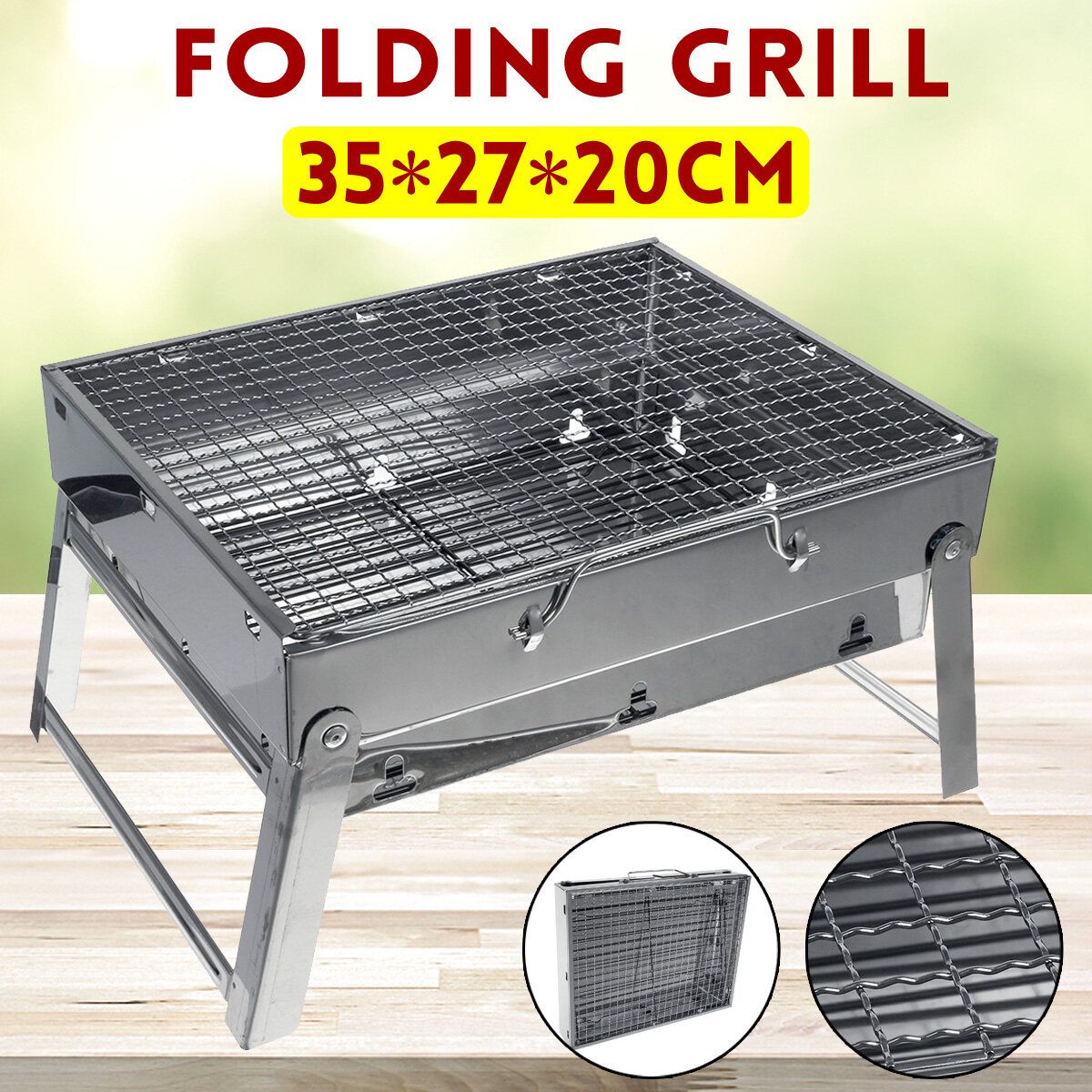 BBQ Barbecue Black Grill Folding Light Outdoor Portable Charcoal Travel Picnic