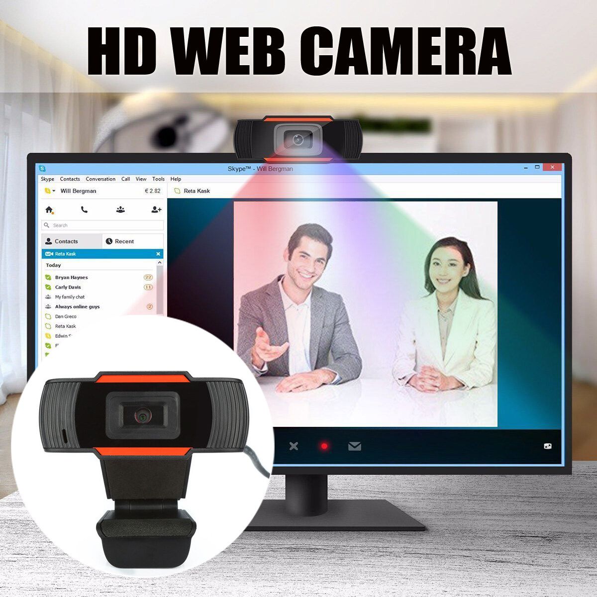 USB PC Webcam Camera Digital Web Cam Auto Focus For Laptop Desktop 2.0 HD 480P
