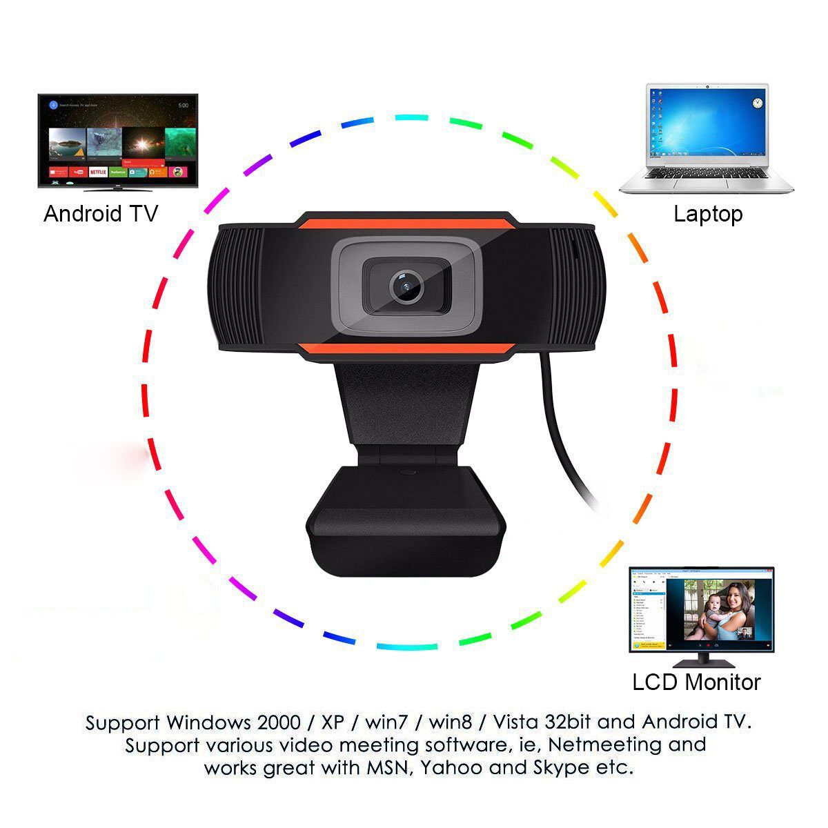 USB PC Webcam Camera Digital Web Cam Auto Focus For Laptop Desktop 2.0 HD 480P