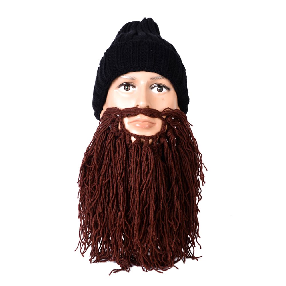 Funny Winter Viking Long Beard Wool Cap Crazy Men's Warm