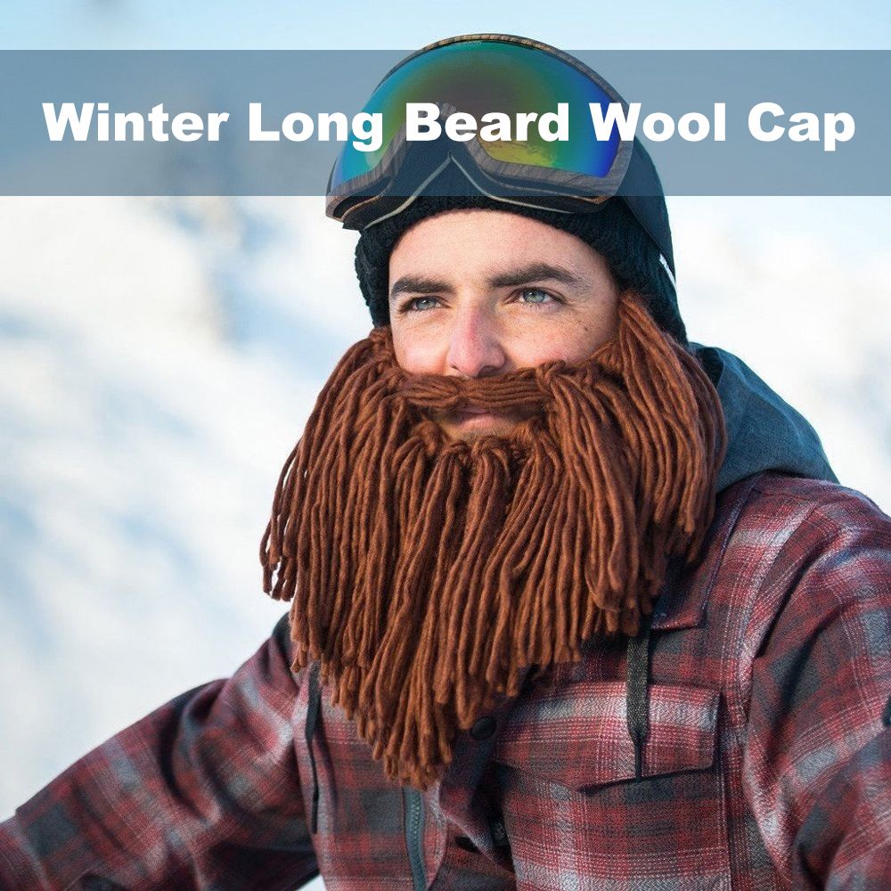 Funny Winter Viking Long Beard Wool Cap Crazy Men's Warm