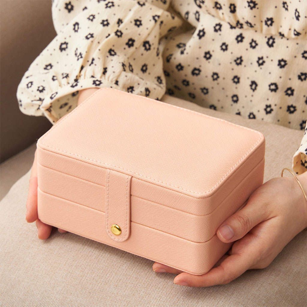 Jewelry Box With Hanging Hooks Large Storage Case For Jewellery Pink