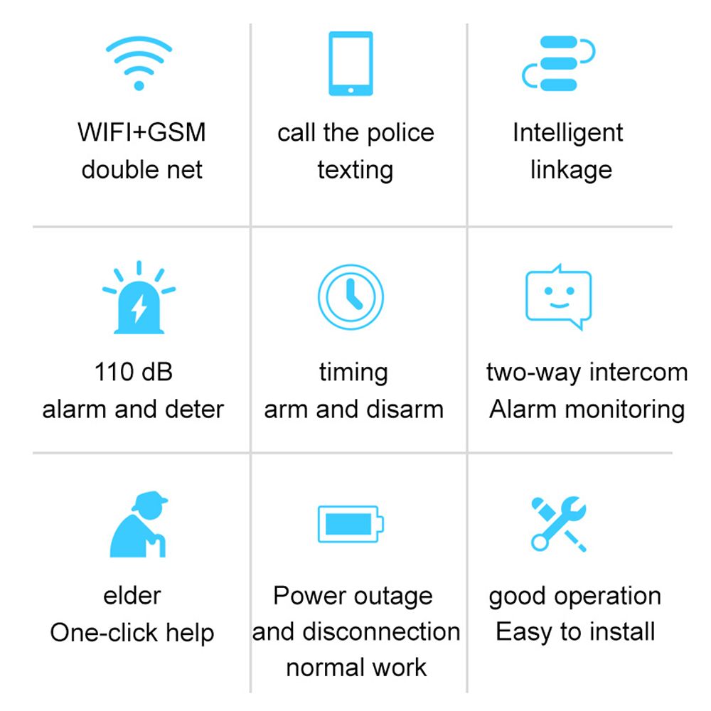 Security Alarm System  Kit Auto Dial GSM+WiFi Home Security