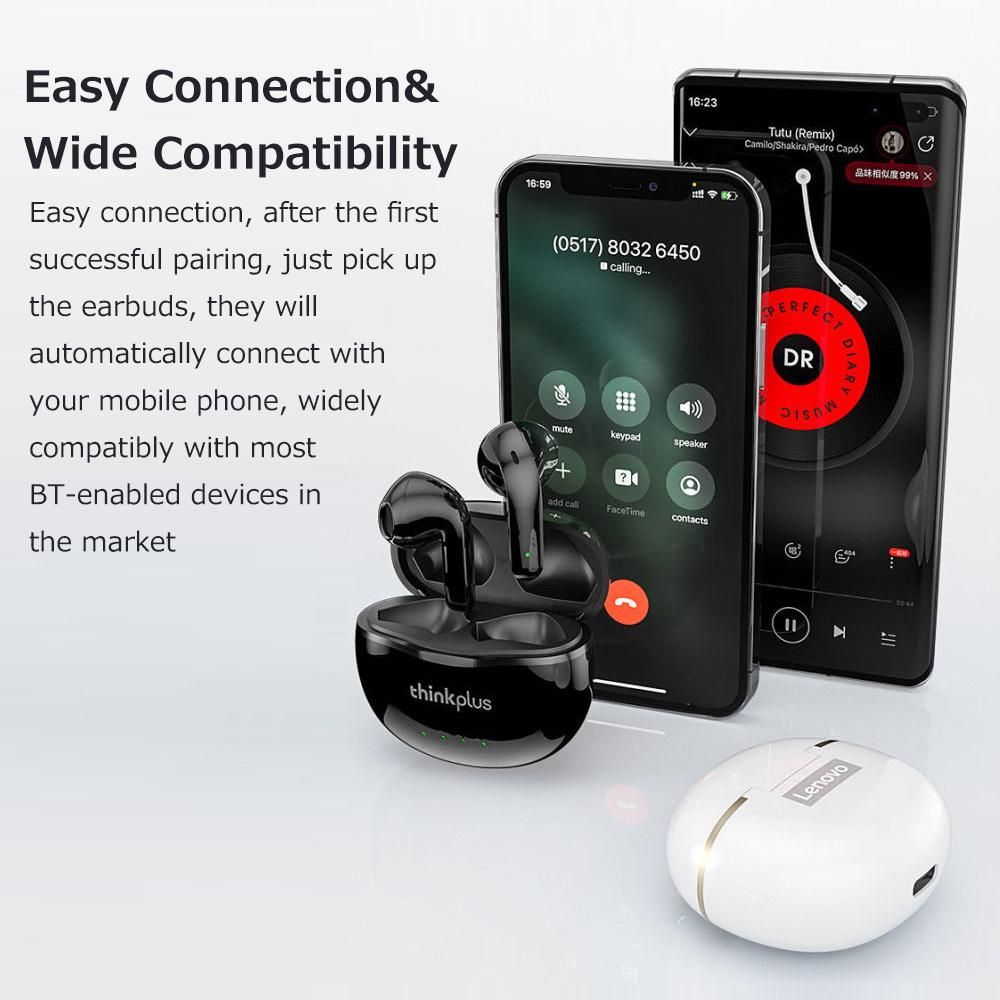Lenovo thinkplus X16 True Wireless BT Headphones In-ear Sport Earbuds BT5.2 Chip Low Latency Wide Compatibility White