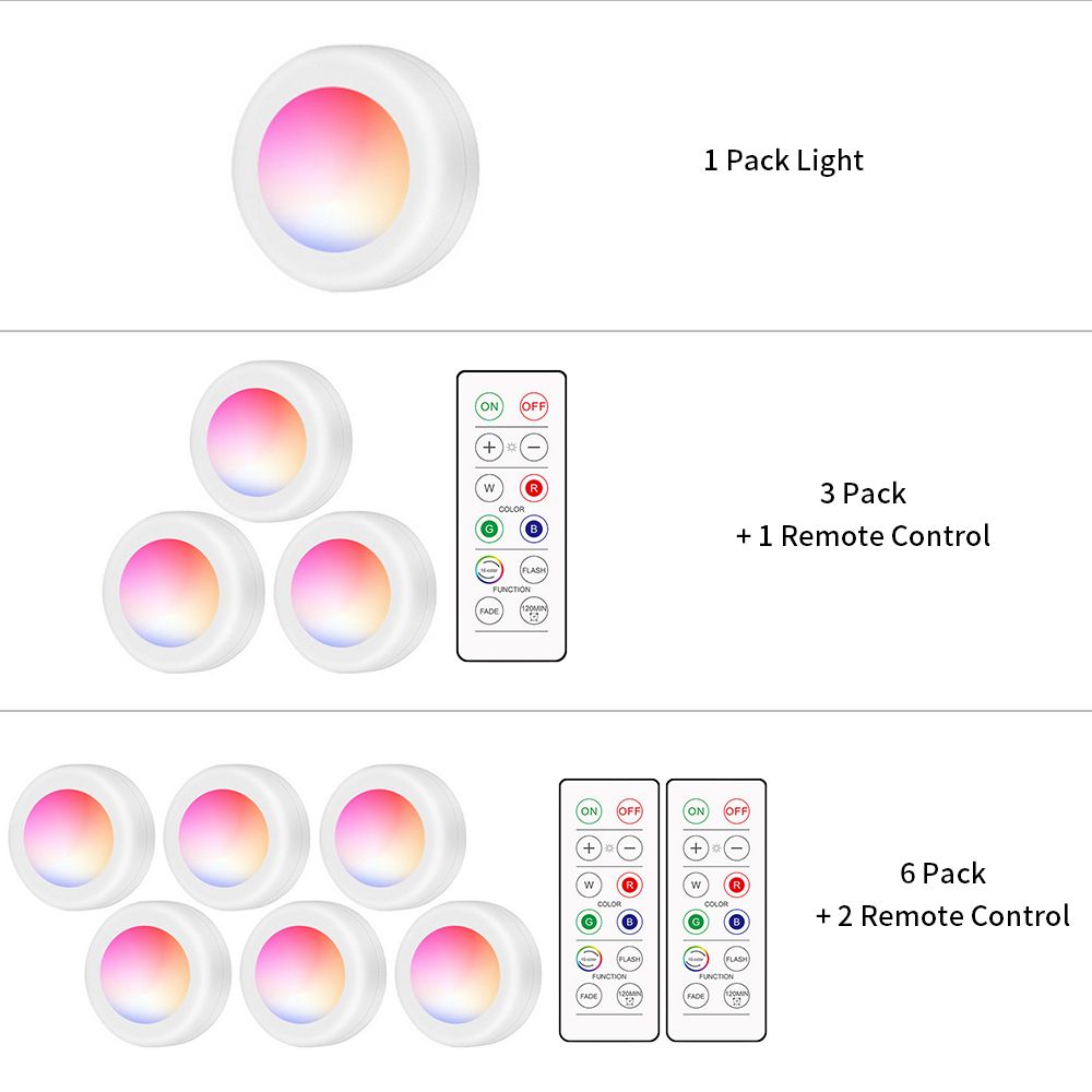 LEDs Puck Light Cabinet Lighting With Remote 16RGB Closet