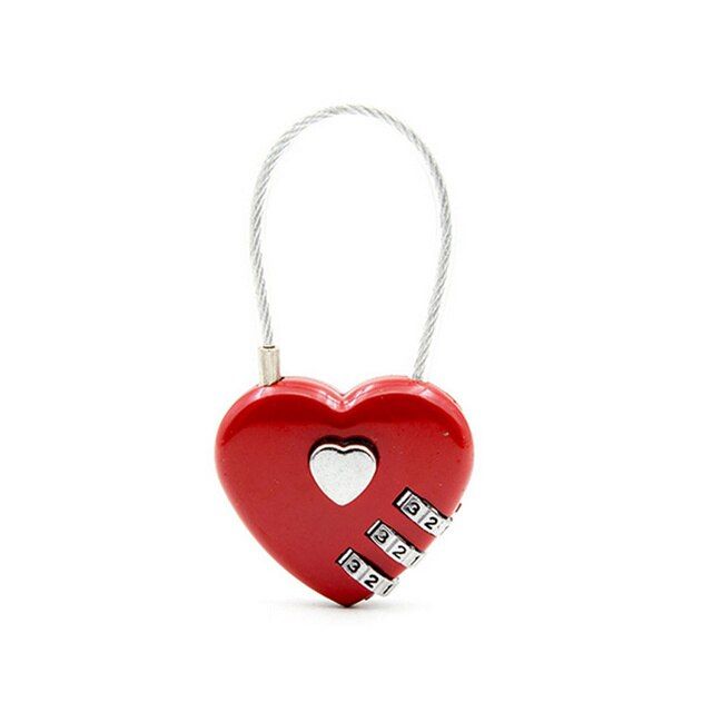 1pcs Heart Shaped Padlock 3 Dial Digit Password Lock