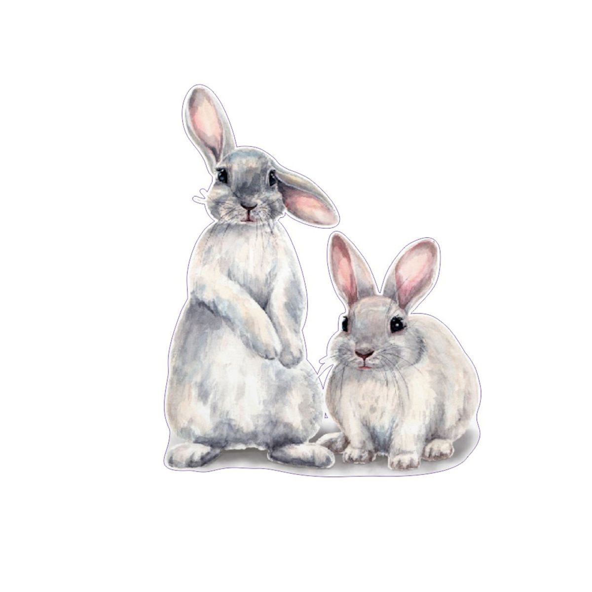 1PCS Two Bunnies Sticker Cute Lovely Rabbits 3D Removable