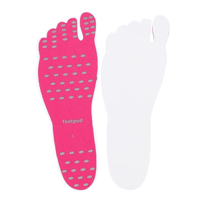 Beach Invisible Stick-Up Foot Insole Waterproof Protective Socks Pad Thermal Insulation L Pink
