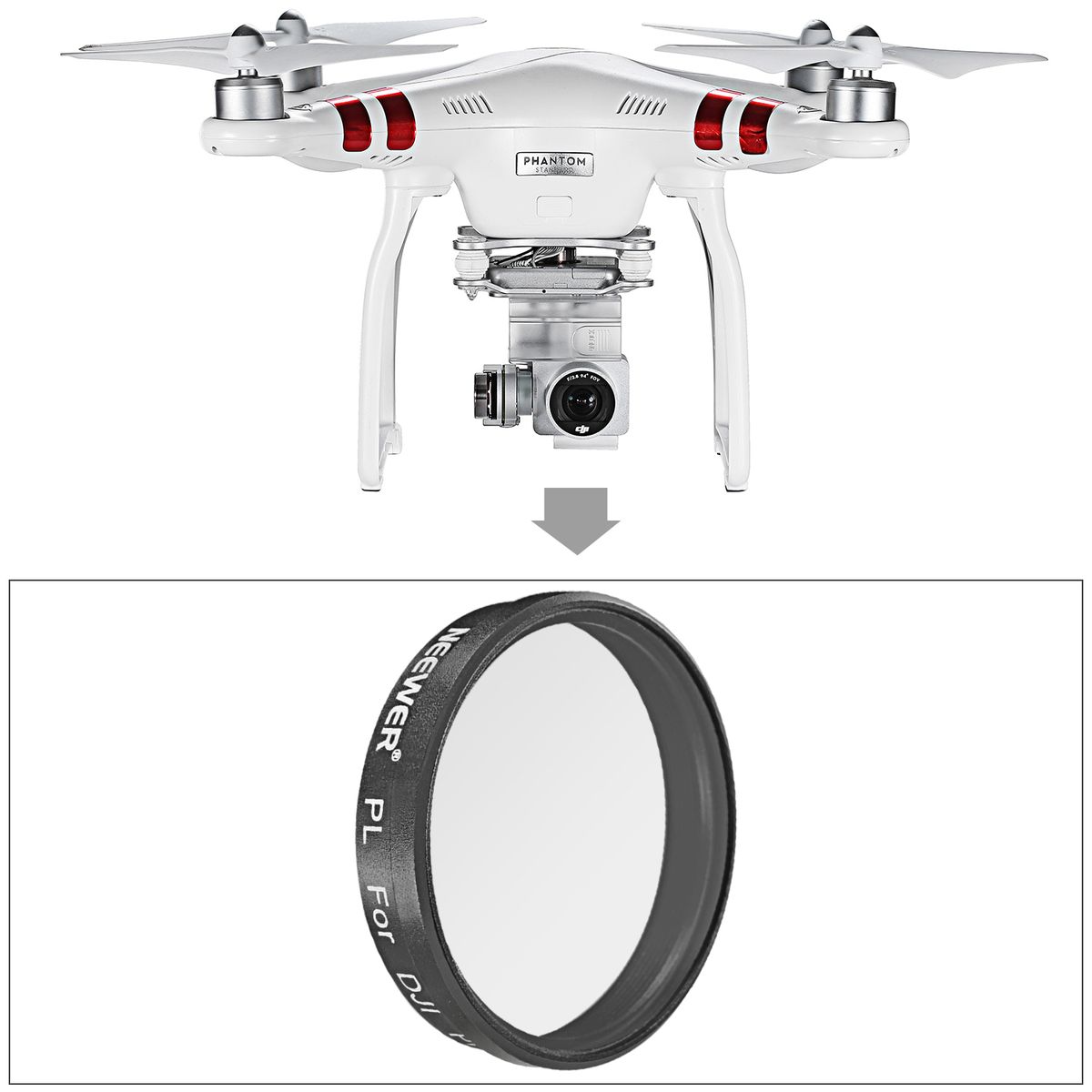 For D JI Phantom 3 Professional And Advanced, 3 Piece Filter Set: (1) Polarizer Filter + (1) ND4 Filter + (1) ND8 Filter, Not For D JI Phantom 3 Standard