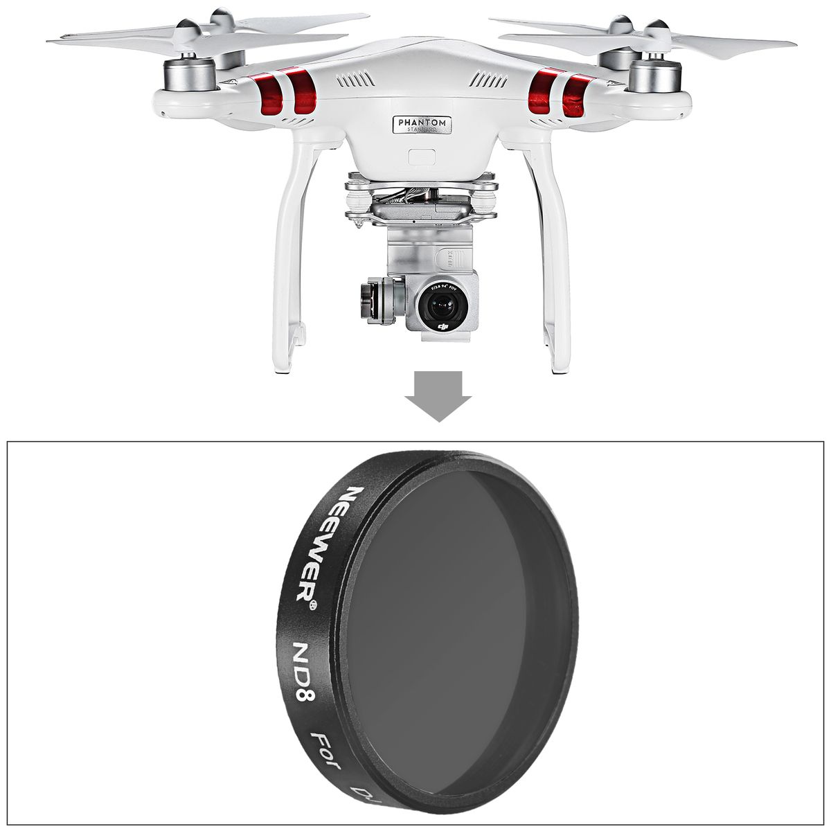 For D JI Phantom 3 Professional And Advanced, 3 Piece Filter Set: (1) Polarizer Filter + (1) ND4 Filter + (1) ND8 Filter, Not For D JI Phantom 3 Standard