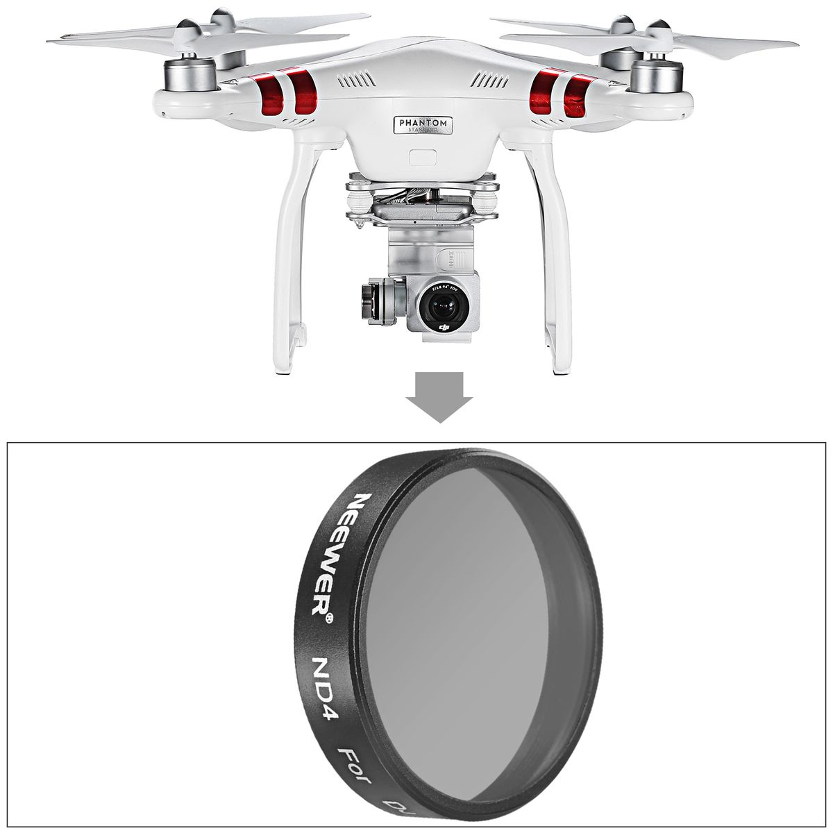 For D JI Phantom 3 Professional And Advanced, 3 Piece Filter Set: (1) Polarizer Filter + (1) ND4 Filter + (1) ND8 Filter, Not For D JI Phantom 3 Standard