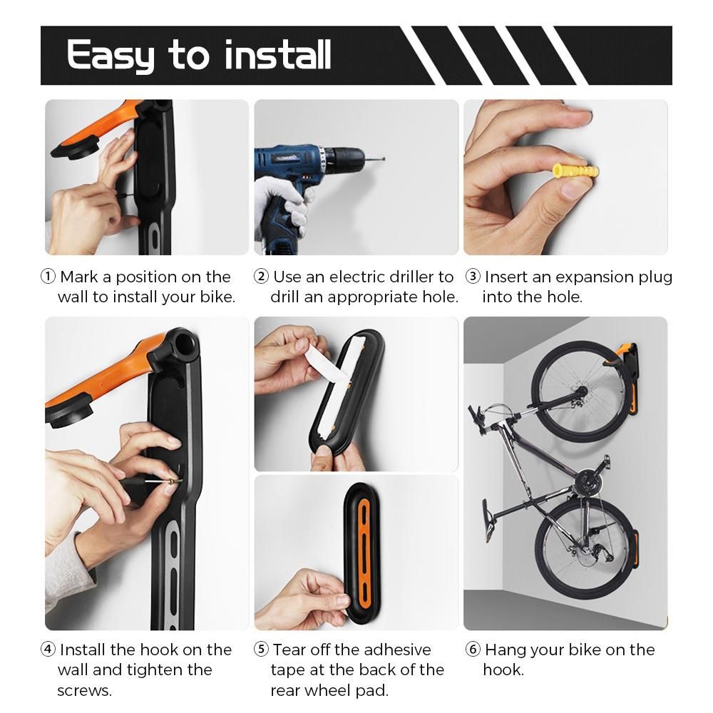Bicycle Wall Mount Rack Adjustable Vertical Bike Storage Rack Hanger Hook for Home Garage Shed