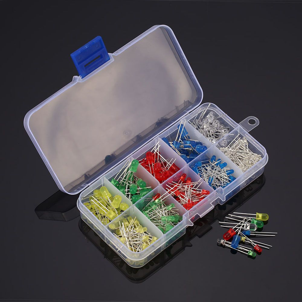 300pcs 3mm 5mm Assorted Color 2-pin Diffused LED Light