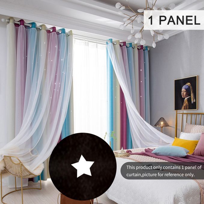 1pc Stars Blackout Window Curtains Colorful 2 Layer Bedroom
