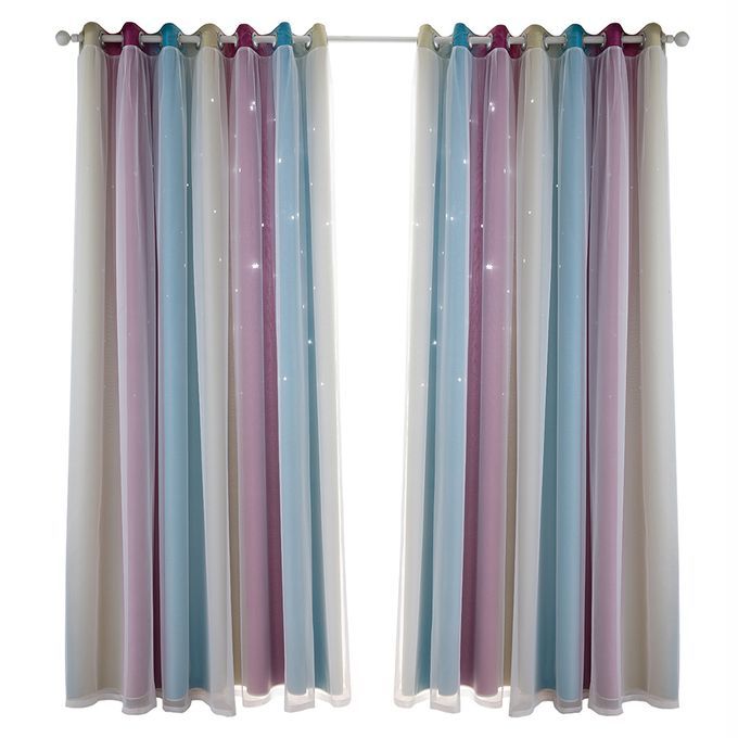 1pc Stars Blackout Window Curtains Colorful 2 Layer Bedroom
