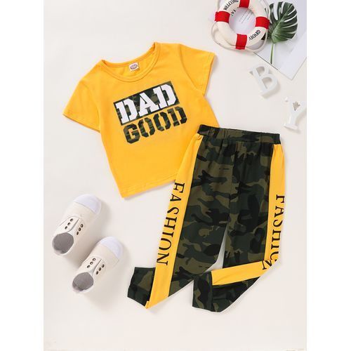 DAD GOOD 1-6Y Kid Boys Short Sleeves T-Shirt Camou Long Pants