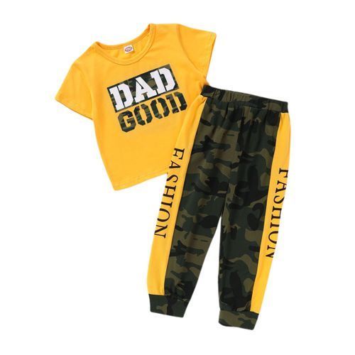 DAD GOOD 1-6Y Kid Boys Short Sleeves T-Shirt Camou Long Pants