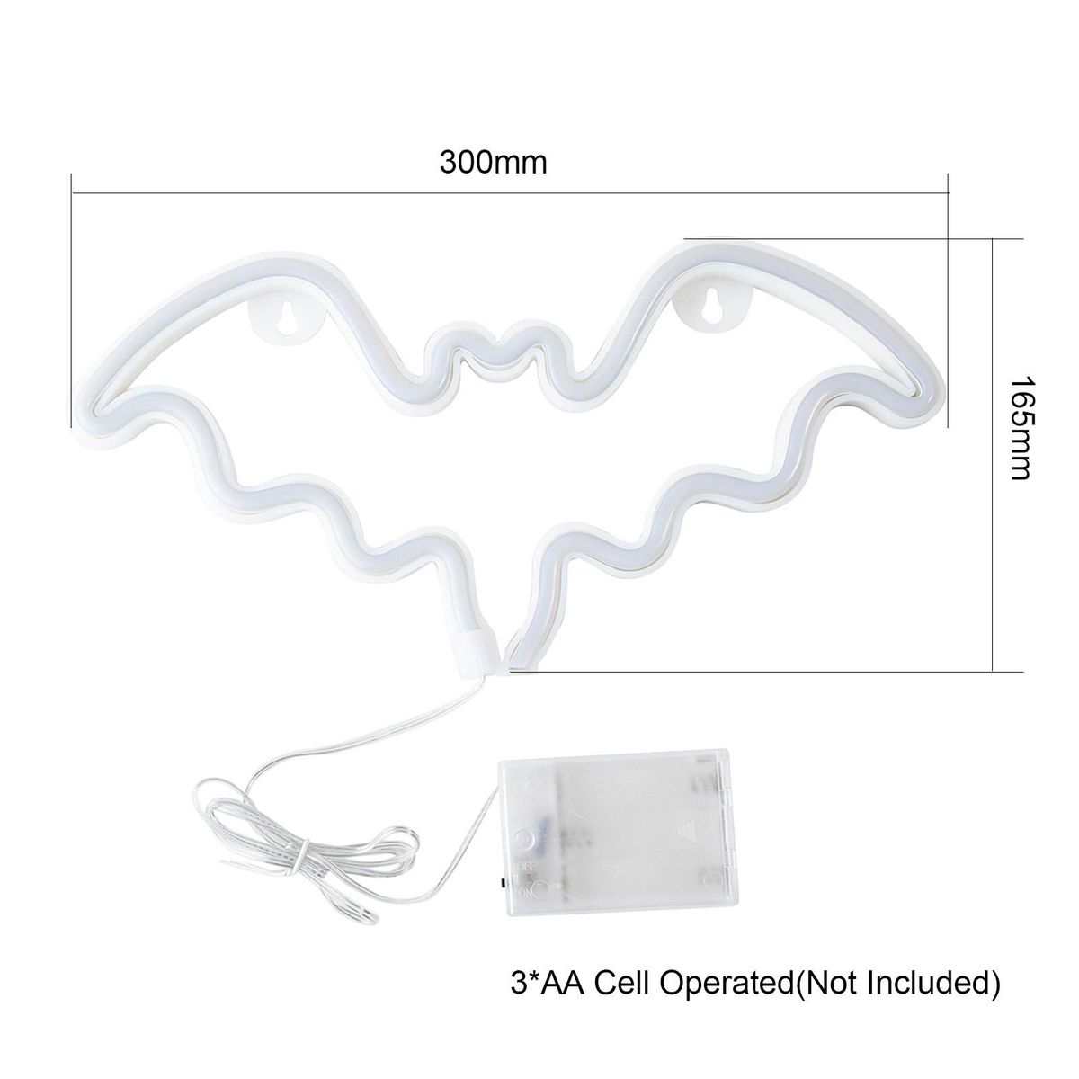Bat Design LEDs Neon Light 3*AA Cell Operated Constant Bright Mode Neon Sign Decorative Lights Wall Decor for Christmas Thanksgiving Birthday Party Wedding Children Baby Bedroom Bar
