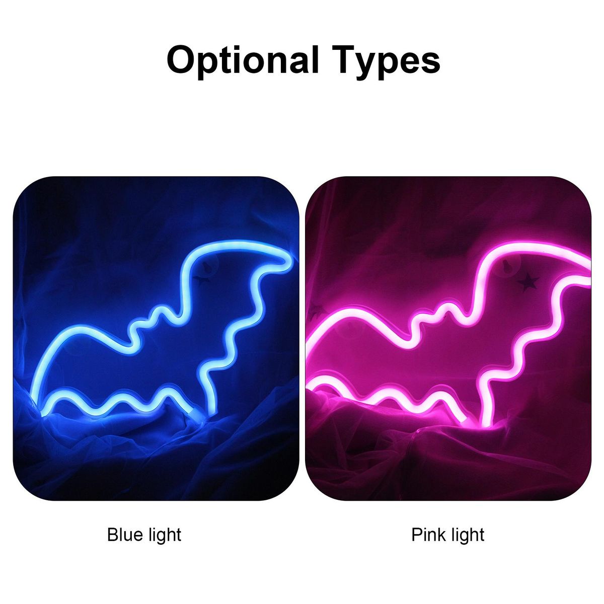 Bat Design LEDs Neon Light 3*AA Cell Operated Constant Bright Mode Neon Sign Decorative Lights Wall Decor for Christmas Thanksgiving Birthday Party Wedding Children Baby Bedroom Bar