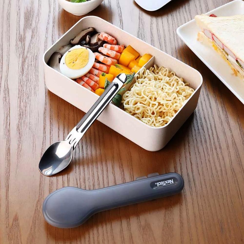 NexTool 2 PCS Outdoor Flatware Set with Case Silverware Set Fork Spoon Travel Set Portable Mirror Polished Stainless Steel Cutlery Set for Travel Lunch Box and Camping