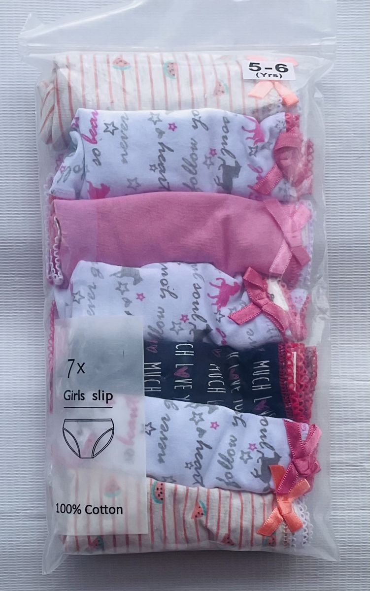 5-6 Yrs 7 Pack Colored Girls Briefs- B13