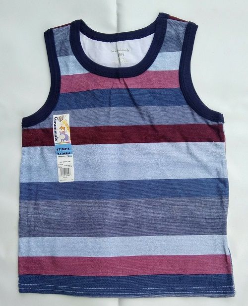 Boys Sleeveless T-Shirt- Multi/stripe