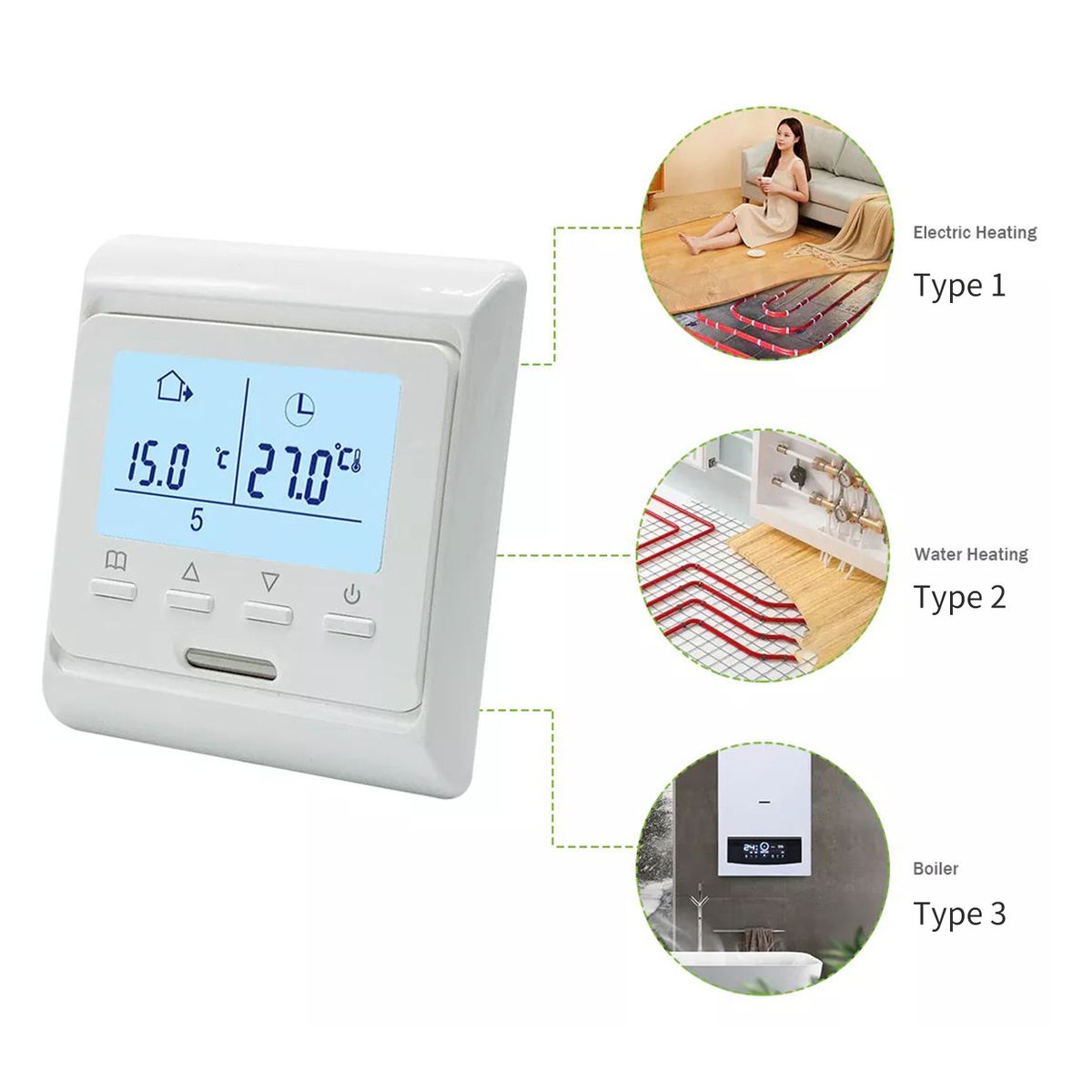 Boiler Thermostat 2.6Inch LCD Display Digital